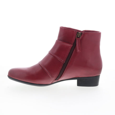 Trotters Mila T2370-642 Womens Red Leather Zipper Ankle & Booties Boots