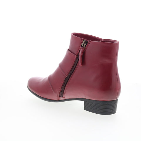 Trotters Mila T2370-642 Womens Red Leather Zipper Ankle & Booties Boots
