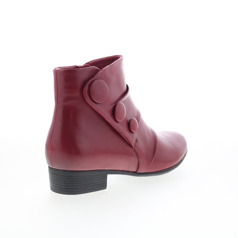 Trotters Mila T2370-642 Womens Red Leather Zipper Ankle & Booties Boots