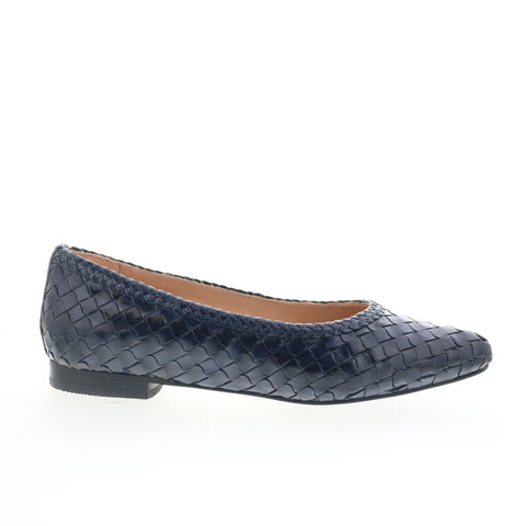 Trotters Emmie T2371-400 Womens Blue Leather Slip On Loafer Flats Shoes