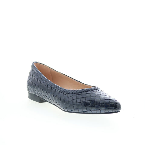 Trotters Emmie T2371-400 Womens Blue Leather Slip On Loafer Flats Shoes