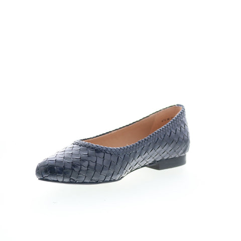 Trotters Emmie T2371-400 Womens Blue Leather Slip On Loafer Flats Shoes