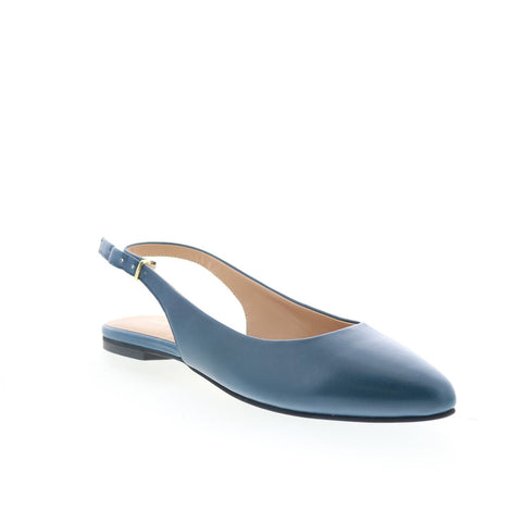 Trotters Evelyn T2403-427 Womens Blue Leather Slingback Flats Shoes