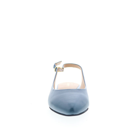 Trotters Evelyn T2403-427 Womens Blue Leather Slingback Flats Shoes