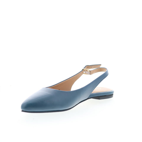 Trotters Evelyn T2403-427 Womens Blue Leather Slingback Flats Shoes