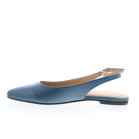 Trotters Evelyn T2403-427 Womens Blue Leather Slingback Flats Shoes