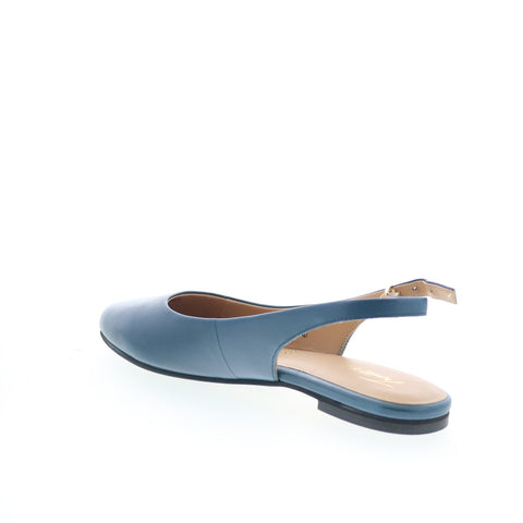 Trotters Evelyn T2403-427 Womens Blue Leather Slingback Flats Shoes