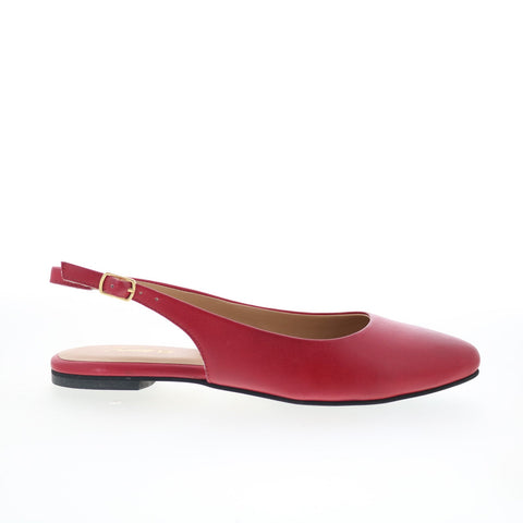 Trotters Evelyn T2403-600 Womens Red Leather Slingback Flats Shoes