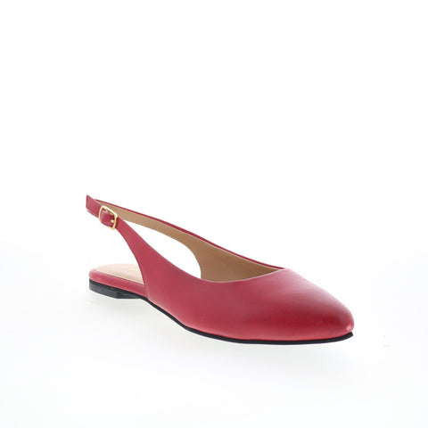 Trotters Evelyn T2403-600 Womens Red Leather Slingback Flats Shoes