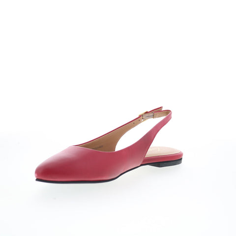 Trotters Evelyn T2403-600 Womens Red Leather Slingback Flats Shoes