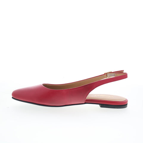 Trotters Evelyn T2403-600 Womens Red Leather Slingback Flats Shoes