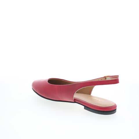 Trotters Evelyn T2403-600 Womens Red Leather Slingback Flats Shoes