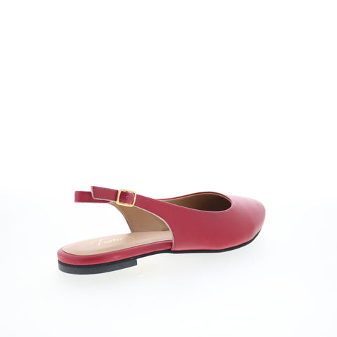 Trotters Evelyn T2403-600 Womens Red Leather Slingback Flats Shoes