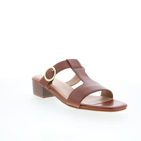 Trotters Nanna T2410-215 Womens Brown Leather Heeled Sandals Shoes