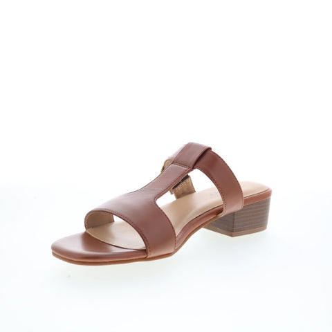 Trotters Nanna T2410-215 Womens Brown Leather Heeled Sandals Shoes