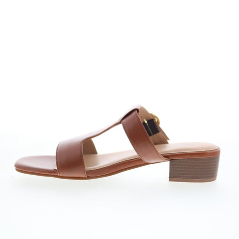 Trotters Nanna T2410-215 Womens Brown Leather Heeled Sandals Shoes
