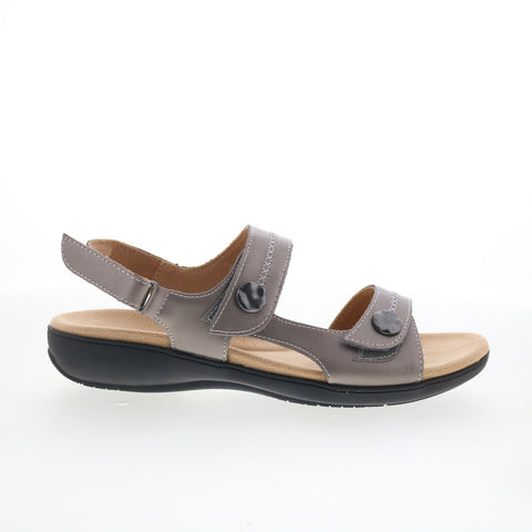 Trotters Romi Stitch T2418-033 Womens Gray Synthetic Sandals Shoes