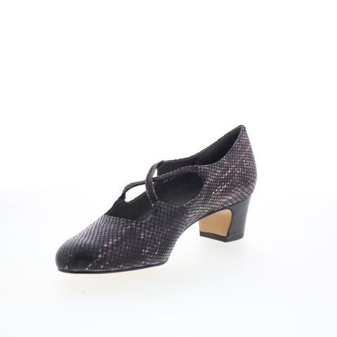 Trotters Jamie T2481-746 Womens Black Leather Slip On Pumps Heels Shoes