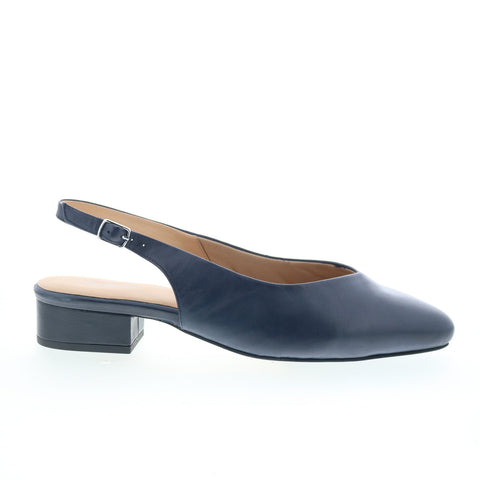 Trotters Jessa T2509-400 Womens Blue Leather Slingback Heels Shoes