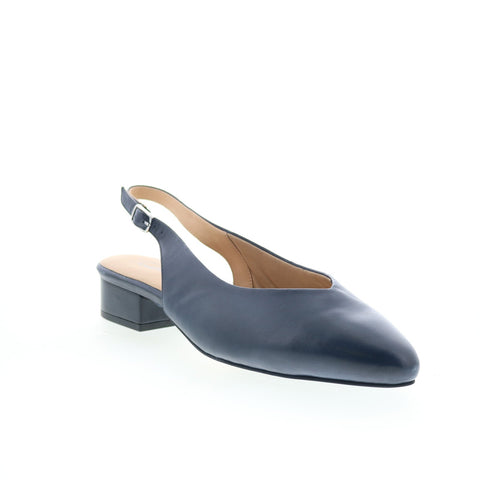 Trotters Jessa T2509-400 Womens Blue Leather Slingback Heels Shoes