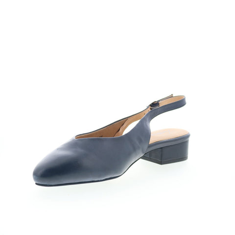 Trotters Jessa T2509-400 Womens Blue Leather Slingback Heels Shoes