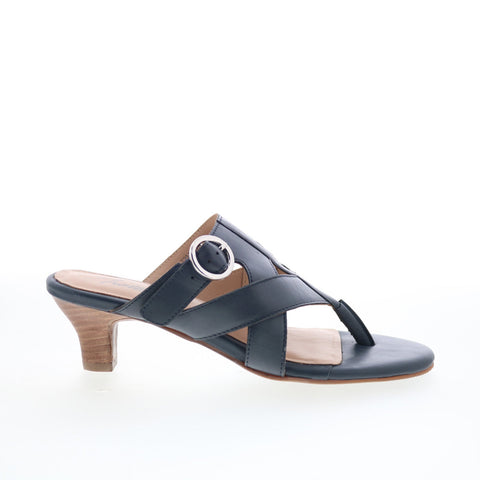 Trotters Nikki T2517-400 Womens Blue Leather Slip On Heeled Sandals Shoes
