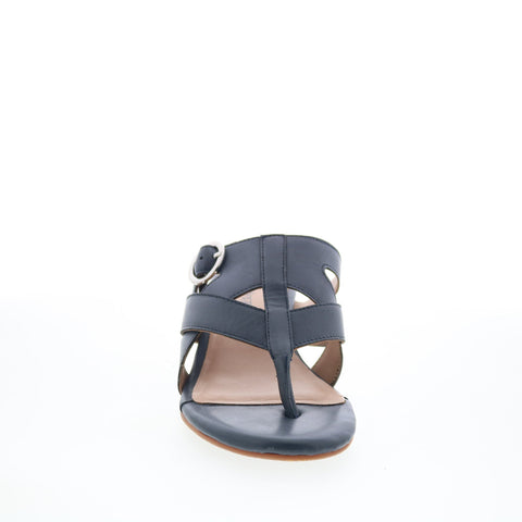 Trotters Nikki T2517-400 Womens Blue Leather Slip On Heeled Sandals Shoes