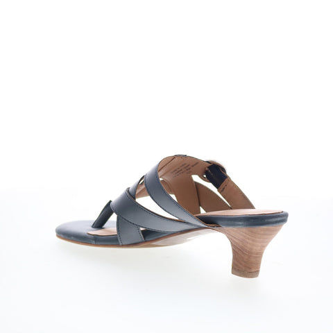 Trotters Nikki T2517-400 Womens Blue Leather Slip On Heeled Sandals Shoes