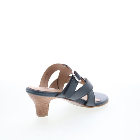 Trotters Nikki T2517-400 Womens Blue Leather Slip On Heeled Sandals Shoes