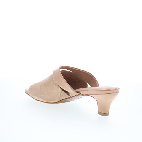 Trotters Ninette T2518-160 Womens Beige Suede Slip On Heeled Sandals Shoes