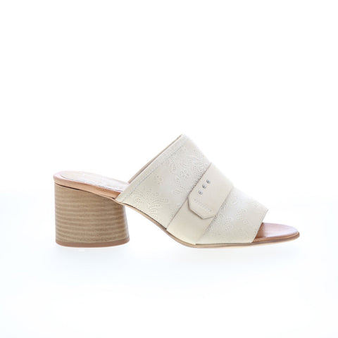 MIz Mooz Braydon T32006-101-6211 Womens White Leather Mules Heels Shoes