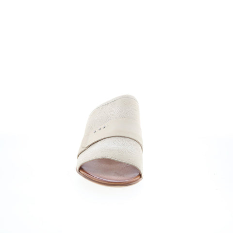 MIz Mooz Braydon T32006-101-6211 Womens White Leather Mules Heels Shoes