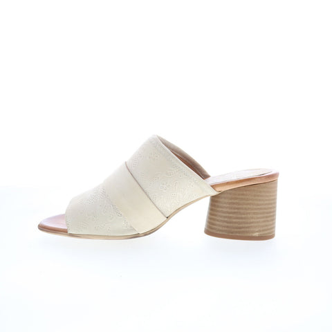 MIz Mooz Braydon T32006-101-6211 Womens White Leather Mules Heels Shoes
