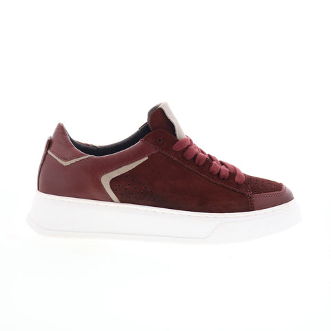 Miz Mooz Tristin Womens Burgundy Suede Lace Up Lifestyle Sneakers Shoes