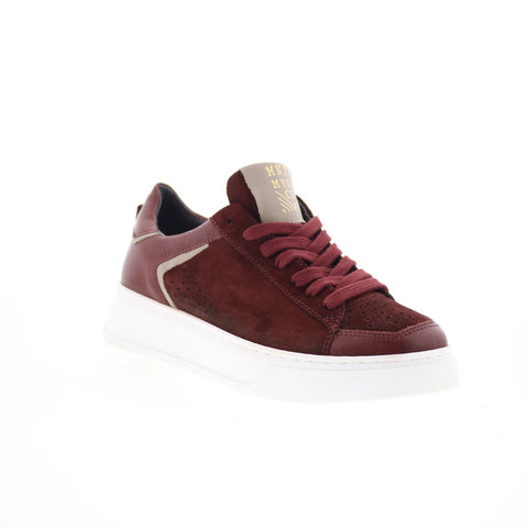 Miz Mooz Tristin Womens Burgundy Suede Lace Up Lifestyle Sneakers Shoes