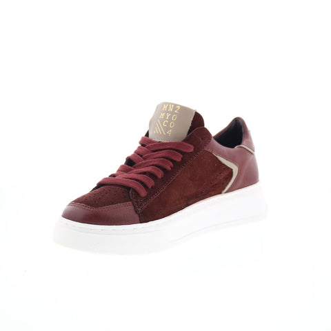 Miz Mooz Tristin Womens Burgundy Suede Lace Up Lifestyle Sneakers Shoes