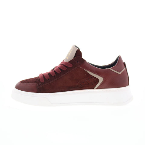 Miz Mooz Tristin Womens Burgundy Suede Lace Up Lifestyle Sneakers Shoes