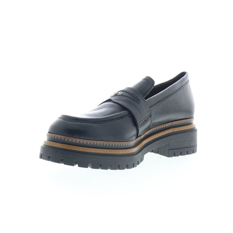 Miz Mooz Damian Womens Black Leather Loafers & Slip Ons Casual Shoes