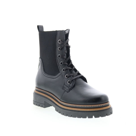 Miz Mooz Davie Womens Black Leather Lace Up Casual Dress Boots