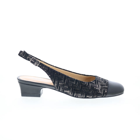 Trotters Dea T7001-013 Womens Black Extra Wide Slingback Heels Shoes