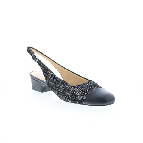 Trotters Dea T7001-013 Womens Black Extra Wide Slingback Heels Shoes