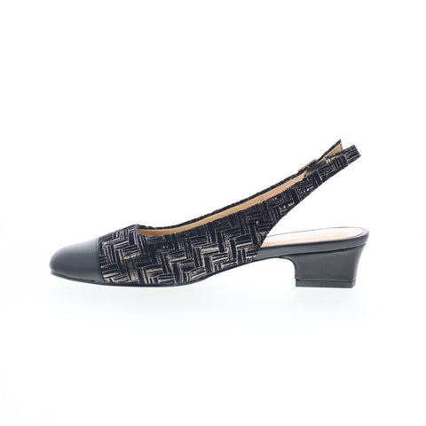 Trotters Dea T7001-013 Womens Black Extra Wide Slingback Heels Shoes
