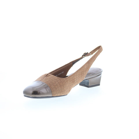 Trotters Dea T7001-224 Womens Brown Narrow Leather Slingback Heels Shoes