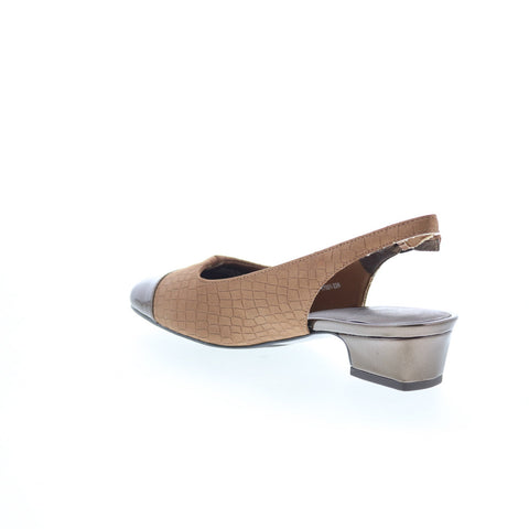 Trotters Dea T7001-224 Womens Brown Narrow Leather Slingback Heels Shoes