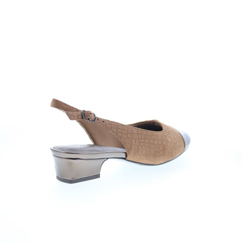 Trotters Dea T7001-224 Womens Brown Narrow Leather Slingback Heels Shoes