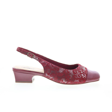 Trotters Dea T7001-644 Womens Red Wide Suede Slingback Heels Shoes