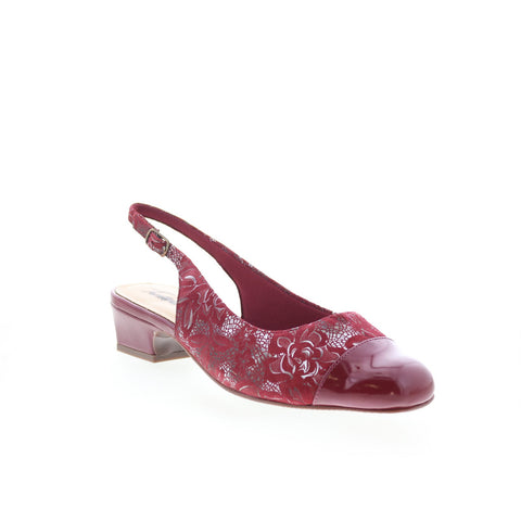 Trotters Dea T7001-644 Womens Red Wide Suede Slingback Heels Shoes
