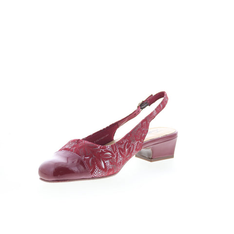 Trotters Dea T7001-644 Womens Red Suede Slip On Slingback Heels Shoes