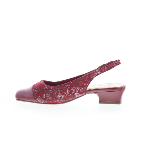 Trotters Dea T7001-644 Womens Red Suede Slip On Slingback Heels Shoes