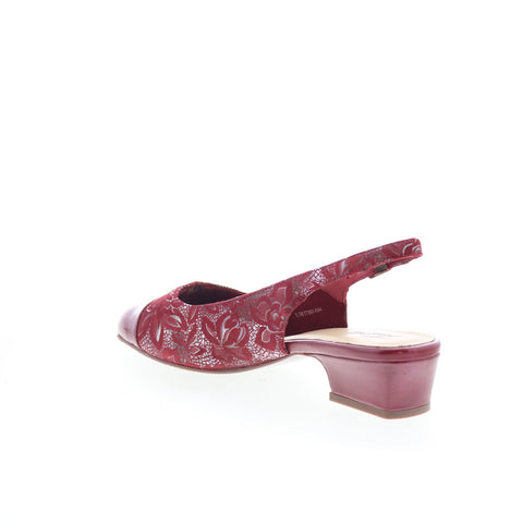 Trotters Dea T7001-644 Womens Red Wide Suede Slingback Heels Shoes